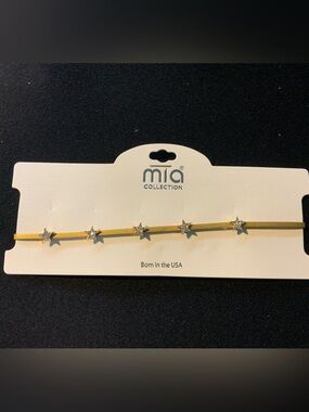MISHA COLLECTION Gold Star Bracelet with Silver Rhinestones